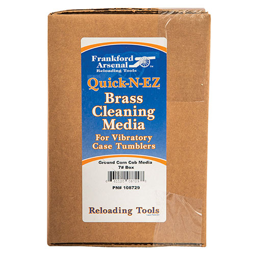 Le Frankford Arsenal Brass Cleaning Media en maïs de 7 lbs nettoie et polit efficacement tes douilles, offrant un excellent entretien pour tes accessoires de tir.