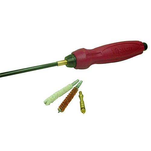 Le rod de nettoyage Tipton en fibre de carbone est léger, flexible, et ne raye pas le canon, tout en offrant une prise ergonomique pour un nettoyage efficace.