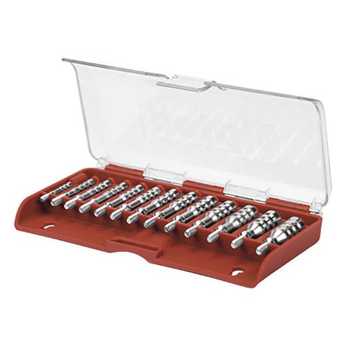 Le set Tipton Ultra Jag de 13 pièces est parfait pour un nettoyage efficace, avec des jags spécifiques à chaque calibre, rangés dans une boîte durable et pratique.