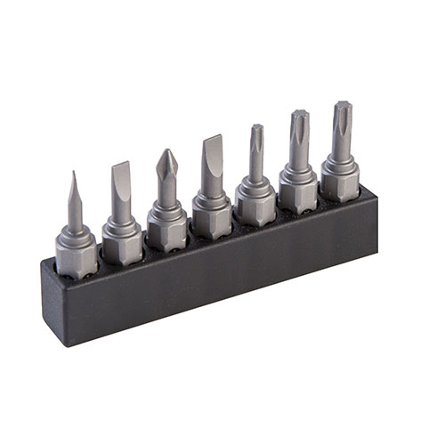 Avec le Wheeler Multi-Driver Tool Pen, tu as 6 embouts à portée de main, un manche en aluminium et un rangement pratique pour 7 embouts supplémentaires.