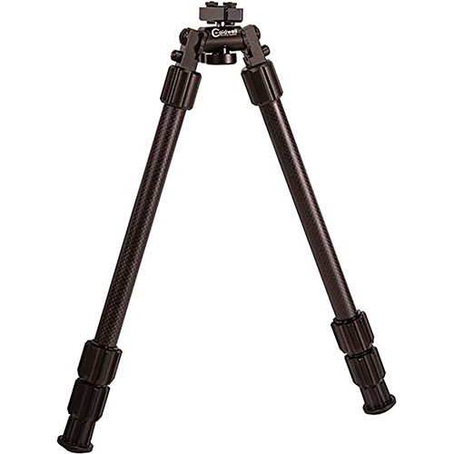 Le bipied Caldwell en fibre de carbone est léger (13 oz), robuste, avec des pieds en caoutchouc anti-dérapants et des réglages rapides pour les chasseurs.