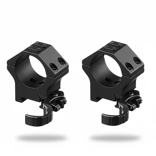 Les supports de lunette ERATAC en aluminium offrent robustesse et modularité, avec des leviers QD ajustables et un interface UNIVERSAL pour accessoires.