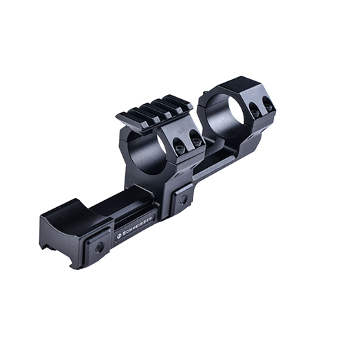 Le SCHMEISSER SMP Mount est un support cantilever solide avec des anneaux de 30 mm, parfait pour les grandes lunettes, et facile à installer sur un rail Picatinny.
