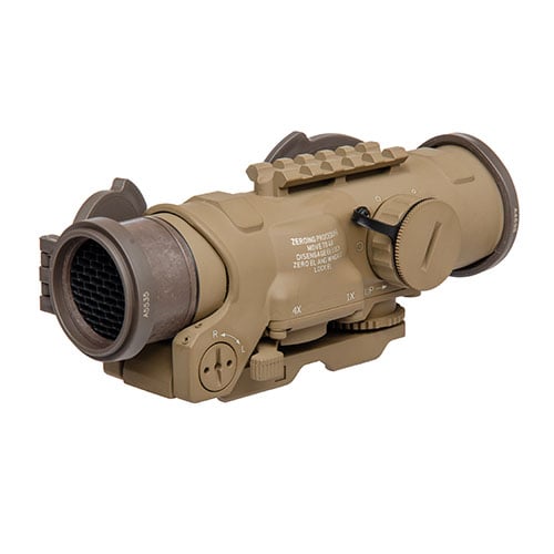 L'ELCAN 1.5-6x42mm offre une vue claire, un réticule illuminé et un grossissement réglable, parfait pour ton AR-15 en toutes conditions.