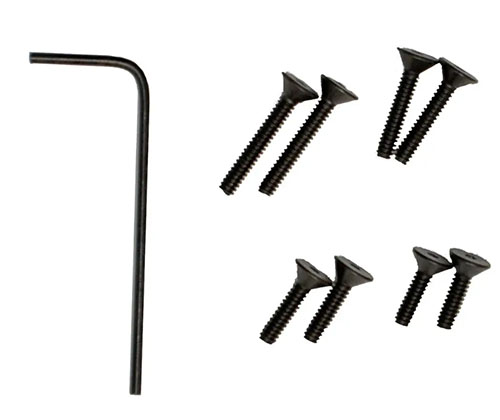 Ce kit de vis de remplacement pour le Chronographe MagnetoSpeed V3 comprend 2 vis en trois tailles et une clé hexagonale pour une installation facile.