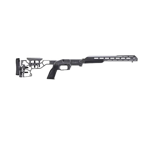 Le kit MDT ESS Chassis pour Remington 700 LA LH offre ergonomie ultime, crosse ajustable, grip AR et un système de lit V-block pour une stabilité optimale.