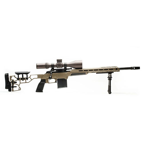 Le kit MDT ESS Chassis pour Remington 700 offre ergonomie ultime, crosse ajustable, poignée AR et système de bedding V-block pour une stabilité optimale.