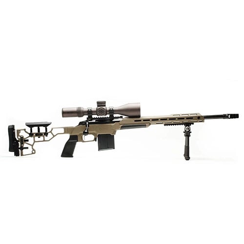 Le kit MDT ESS Chassis System pour Remington 700 offre ergonomie ultime, crosse ajustable, grip AR et un système de bedding V-block pour une base solide.