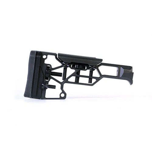 Le MDT Skeleton Rifle Stock V5 Standard offre un ajustement sans outil pour un confort optimal, avec des réglages horizontaux, verticaux et de cant pour un tir parfait.