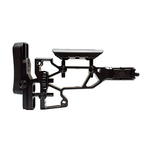 Le MDT Folding Rifle Stock offre un ajustement sans outils pour un confort optimal, avec des réglages horizontaux, verticaux et un design pliable pour un transport facile.