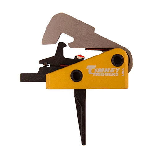 Le trigger Timney AR-10 Straight de 4lb s'installe facilement sans gunsmithing, offrant une précision accrue et un tir sans creep, prêt à l'emploi.