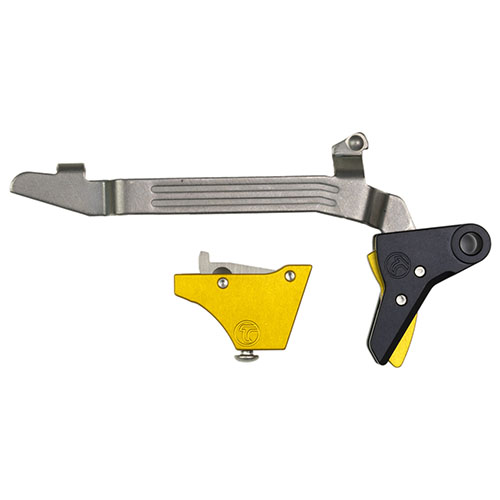 Améliore ton tir avec la gâchette Alpha Red Competition de Timney pour Glock Gen 3-4, réglée à 3 lb pour un tir précis et réactif.