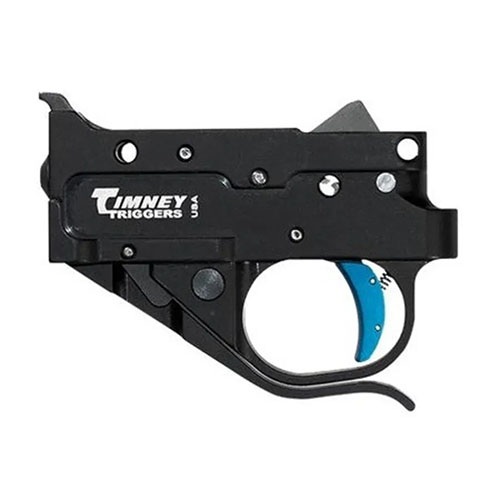 Améliore ton Ruger 10/22 avec ce système de gâchette Timney, poids de tir fixe à 2,75 lb, housing noir et chaussure bleue pour une performance optimale.