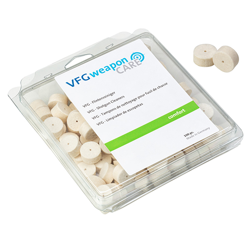 Les nettoyeurs de canon VFG COMFORT pour Cal. 20 Gauge sont parfaits pour un nettoyage léger, l'huilage et le déshuilage, avec 100 pièces pratiques.