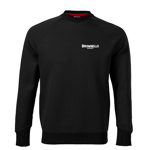 Le Sweatshirt Brownells Europe offre un ajustement structuré, des manches raglan pour la liberté de mouvement, et des poignets avec trous pour les pouces pour plus de confort.
