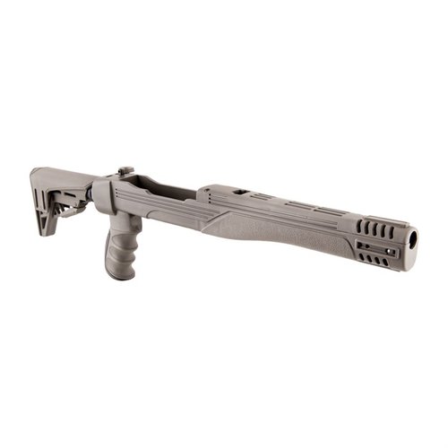 Améliore ton Ruger 10/22 avec le stock Strikeforce ajustable, pliable, en polymère, avec rails Picatinny et crosse ergonomique pour un confort optimal.