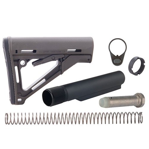 Le kit AR-15 CTR de Brownells inclut un crosse Magpul, un tube de buffer Mil-Spec et un mécanisme de verrouillage pour un tir stable et ajustable.