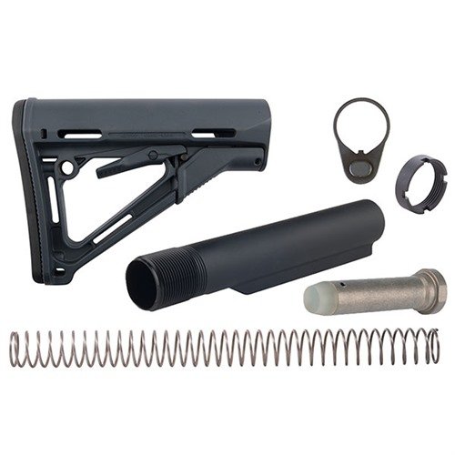 Le kit AR-15 CTR comprend un crosse Magpul, un tube de buffer Mil-Spec et un mécanisme de verrouillage pour une stabilité optimale lors du tir.