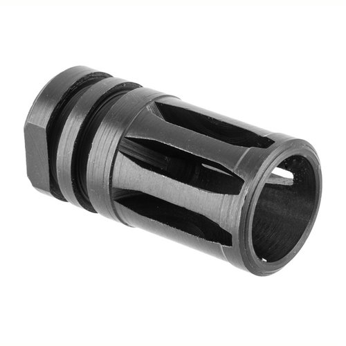 Le flash hider A2 standard pour AR-15 est usiné en acier 4140, avec un filetage 1/2-28 et un fini en oxyde noir, idéal pour réduire l'éclat.