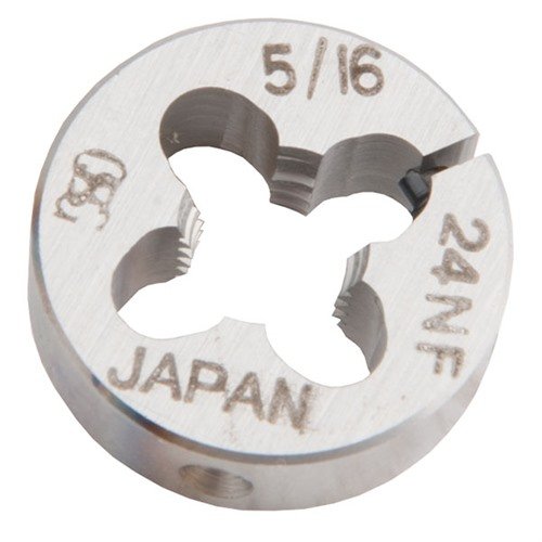 Le BOLT KNOB DIE 5/16-24 de Brownells permet de fileter les poignées de bolt pour installer des boutons personnalisés, offrant précision et ergonomie.