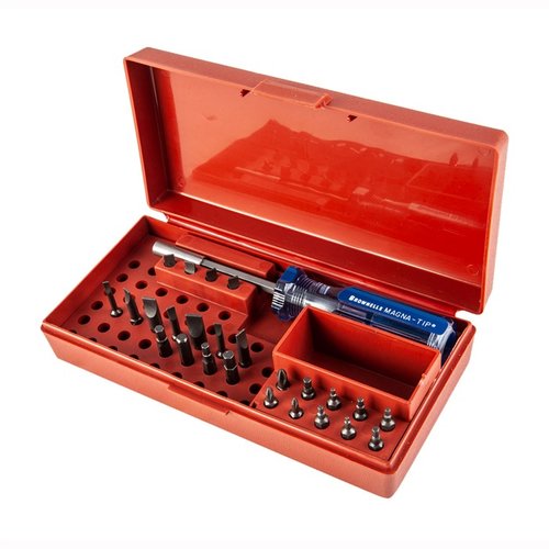 Les ensembles Brownells Standard Magna-Tip® offrent des bits interchangeables de haute qualité pour un entretien précis des armes, avec une conception ergonomique et durable.