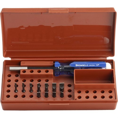 Le set Brownells Standard Magna-Tip® #3 offre 11 embouts interchangeables, une construction durable et une prise ergonomique pour un entretien précis des armes.