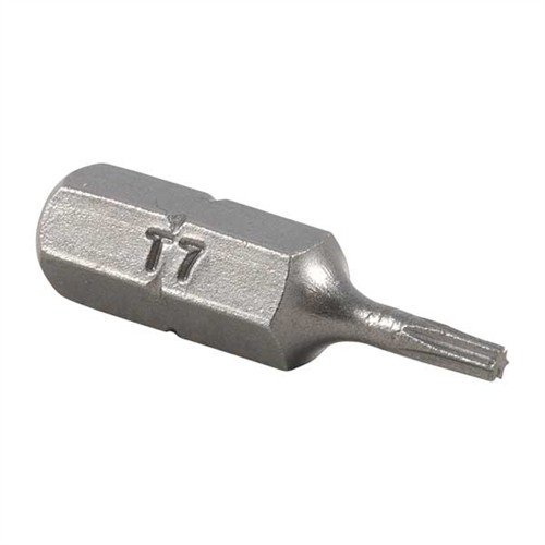 Les TORX® BITS T7 de Brownells sont parfaits pour tes vis de lunettes et d'autres équipements, avec 10 embouts de 2,5 cm et un shank de 6,3 mm.