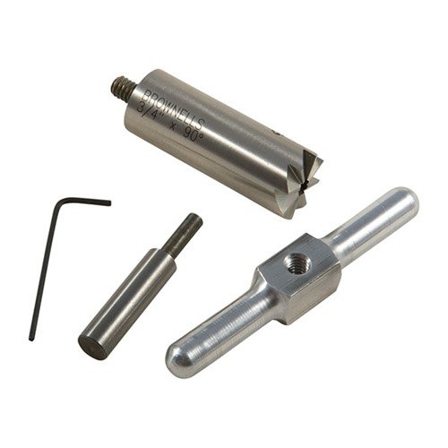 Le cutter à face de 90° en acier trempé permet de redresser et de réparer les bouches de canons, avec un pilote interchangeable pour différents calibres.