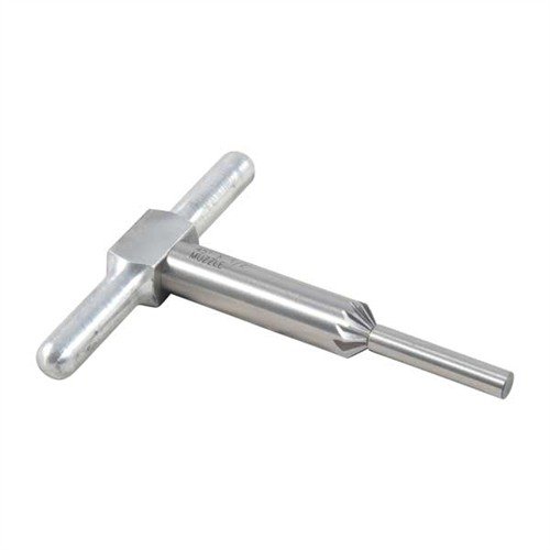 Le cutter de chambrage à 45° facilite l'évacuation des balles et accélère le rechargement des revolvers; il est livré avec un manche et un pilote interchangeables.