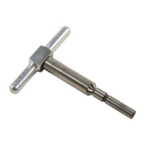 Le cutter à chanfrein 45° permet de casser les bords vifs des canons et chambres de revolvers pour des recharges rapides et un tir propre.