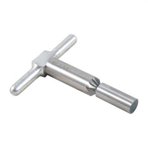 Le cutter de chambrage à 45° permet de lisser les bords des canons et chambres de revolvers pour des recharges plus rapides et des sorties de projectiles propres.