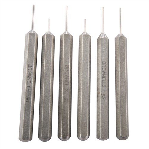 Les CUP TIP PUNCHES de Brownells, en acier durci, offrent des embouts concaves pour un maintien parfait des goupilles rondes, préservant l'esthétique de ton arme.