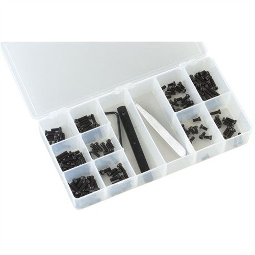 Le kit de vis TORX pour anneaux et bases de lunette comprend 240 vis de qualité, avec T-10 et T-15, et un jig pour ajuster facilement la longueur.
