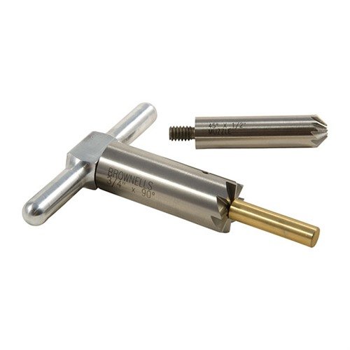 Avec le BRASS ONE CALIBER SET, tu peux facilement squarer et chanfreiner les canons de tes armes pour des sorties de balles nettes et un chargement rapide.