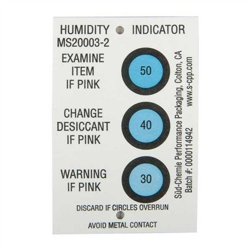 Les HUMIDITY CARDS te permettent de surveiller l'humidité pour protéger tes armes et équipements électroniques, avec un changement de couleur facile à lire.