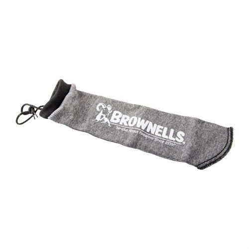 La GUN STORAGE SOCK de Brownells protège ton arme des rayures, des chocs et de la rouille, tout en permettant d'identifier facilement le modèle sans l'enlever.