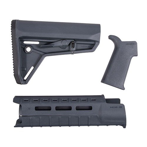 Améliore ton AR-15 avec le set de mobilier MOE-SL de Magpul : crosse Mil-Spec, garde-main M-LOK léger et poignée ergonomique pour un contrôle optimal.