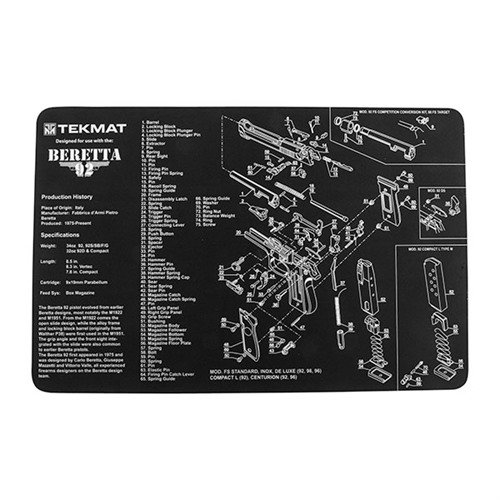 Le PISTOL GUN MAT de TEK MAT protège ta arme pendant le nettoyage, avec un diagramme détaillé et un fond en néoprène antidérapant pour plus de stabilité.
