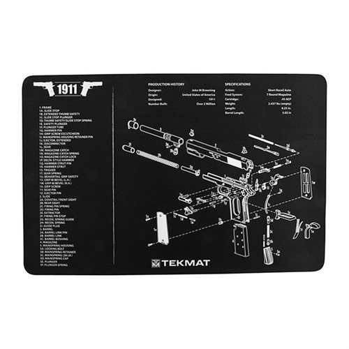 Le TEKMAT Pistol Gun Cleaning Mat protège ta arme pendant le nettoyage avec un design anti-dérapant et un diagramme détaillé des pièces.