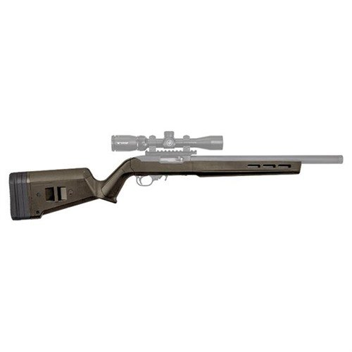 Le RUGER 10/22 Hunter X-22 est robuste, ergonomique, avec une LOP ajustable, un design drop-in, et des options M-LOK pour accessoires. Parfait pour ta carabine!