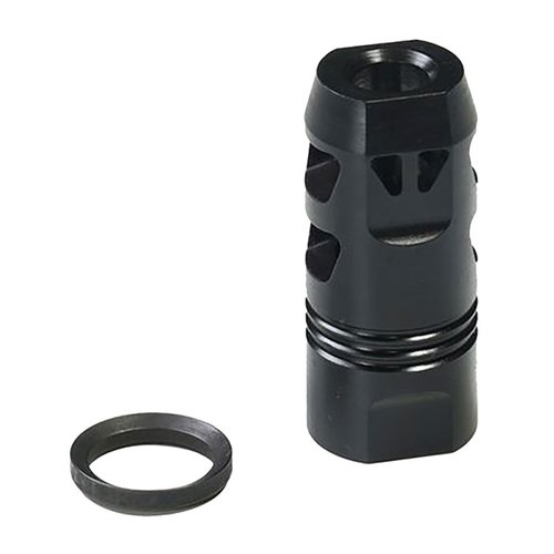Le frein de bouche ZEROED 5.56mm de CMMG offre un excellent contrôle du recul et réduit la montée du canon pour des tirs plus rapides et précis.