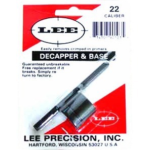 Le DECAPPER AND BASE de LEE PRECISION te permet d'enlever facilement les amorces crimpées des douilles militaires, disponible pour les calibres .22 et .30.