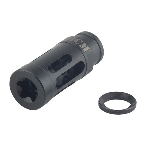 Le compensateur Gunfighter réduit le recul et le flash, avec une construction en acier inoxydable et un fini noir oxydé pour résister à la chaleur et à la corrosion.