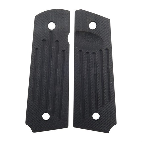 Les grips Carry Groove en G10 offrent une prise solide sans accrochage, avec un scoop pour un accès facile au magazine et un design confortable pour le port.