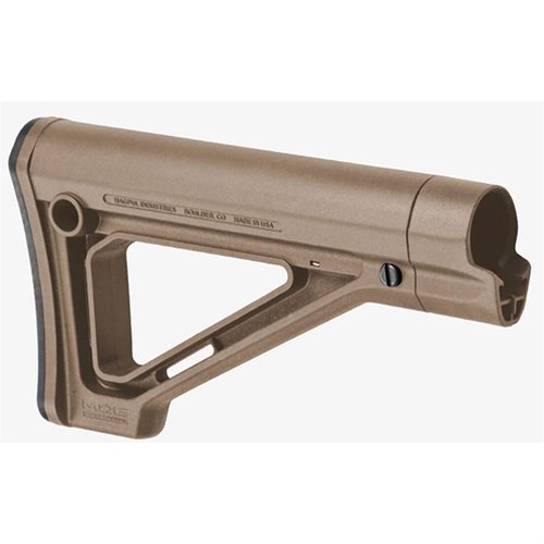 Le MOE Fixed Carbine Stock offre un profil mince, un meilleur confort de joue et plusieurs options d'attache de sangle, sans besoin d'outils pour l'installation.