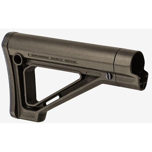 Le MOE Fixed Carbine Stock de MAGPUL offre une option fixe pour tubes de buffer carabine, avec un profil slim, un meilleur confort et plusieurs options de fixation.