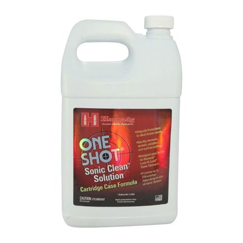 Le ONE SHOT ULTRASONIC CARTRIDGE CASE FORMULA nettoie efficacement tes douilles en laiton, éliminant rapidement ternissure, oxydation et résidus de carbone.
