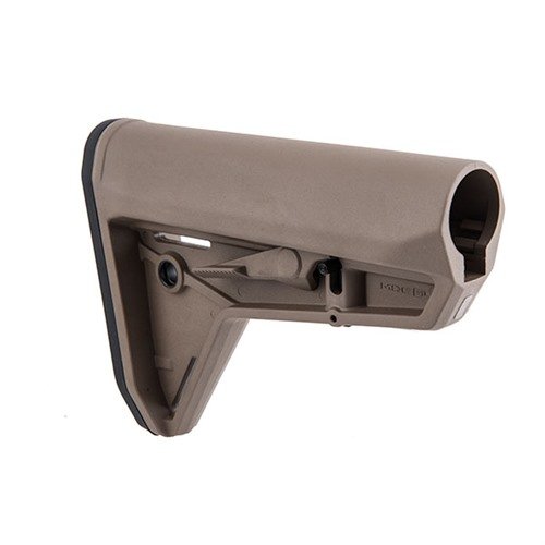 Le MOE-SL Stock de MAGPUL offre un confort optimal, une ajustabilité facile, et une conception robuste pour une utilisation avec armure et équipement modulaire.