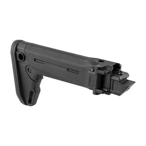 Le Magpul Zhukov-S est une crosse pliante pour AK, offrant un design compact, des montages QD, un coussin en caoutchouc et une compatibilité avec les optiques.