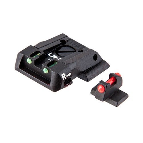 Améliore ta visée avec le S&W M&P FIBER OPTIC ADJUSTABLE SIGHT SET de L.P.A. SIGHTS, en acier solide et avec un système de dovetail pour un maintien optimal.